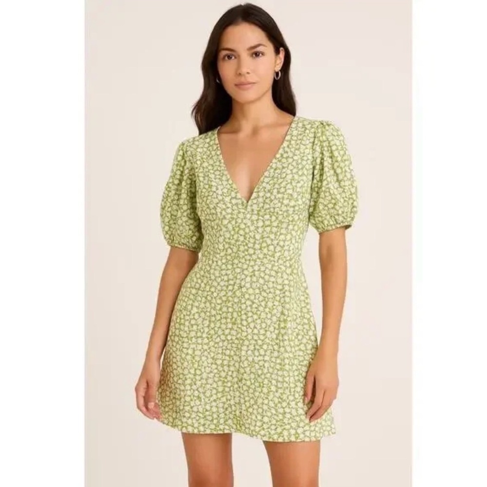 Faithfull the Brand XS/2 Green Floral Dress